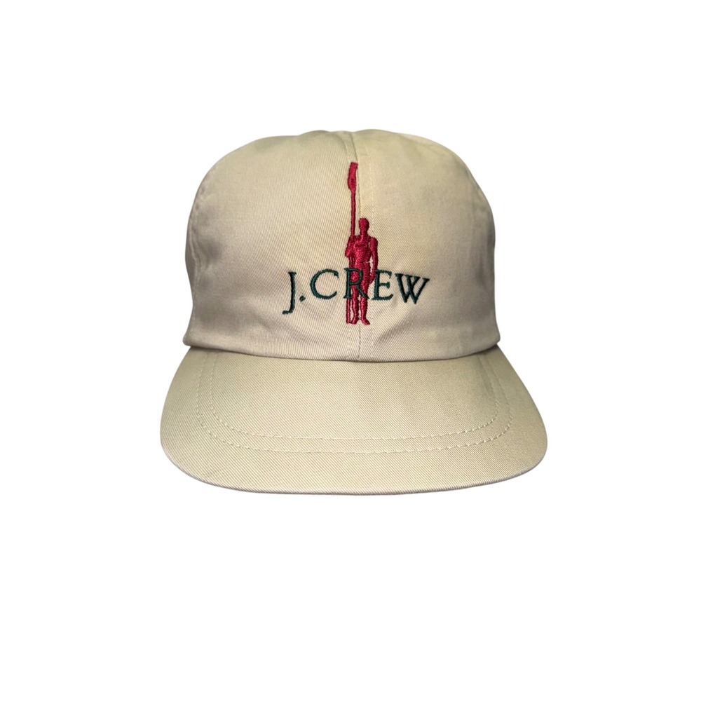 J.Crew Oarsman Logo Hat Mens Beige Vintage Snapback Cotton Twill Cap
